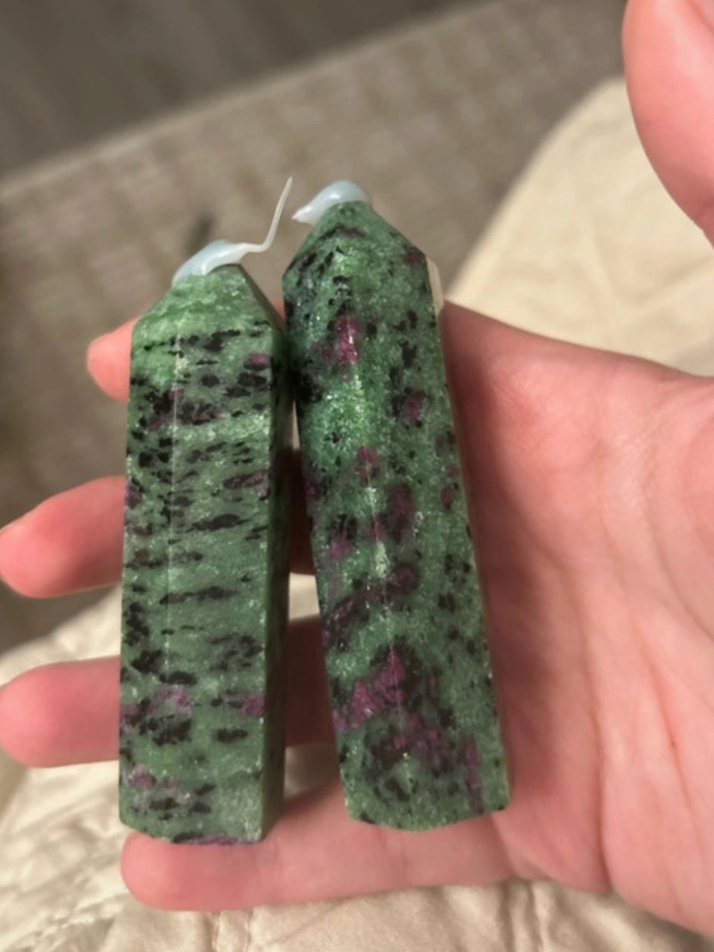 Natural Green and Purple Ruby Zoisite Towers 2 Bundle